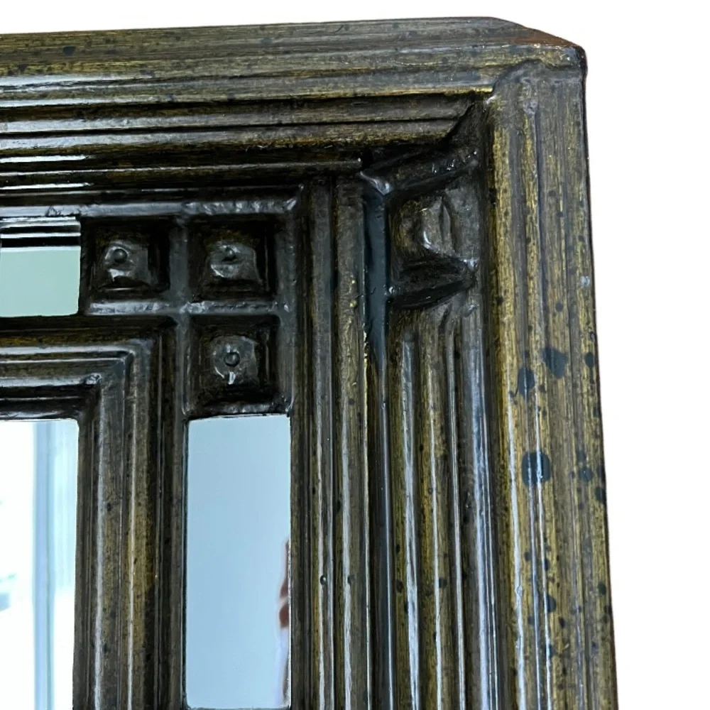Sid Birnbaum • Vintage 60s Mid-Century Abstract Relief Cubism Wood Mirror Signed
